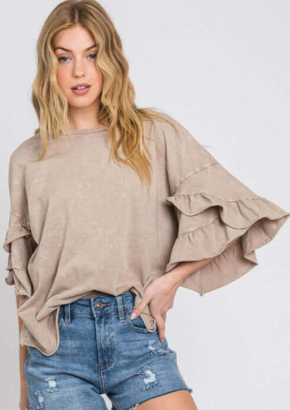 Tulip Sleeve Mineral Washed Tee Made in USA