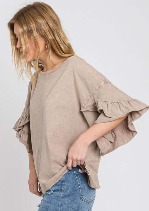 Tulip Sleeve Mineral Washed Tee Made in USA