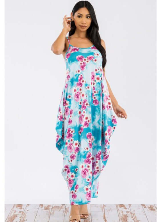 Tropical Resort Cami Floral Dress with Pockets - Clearance Final Sale