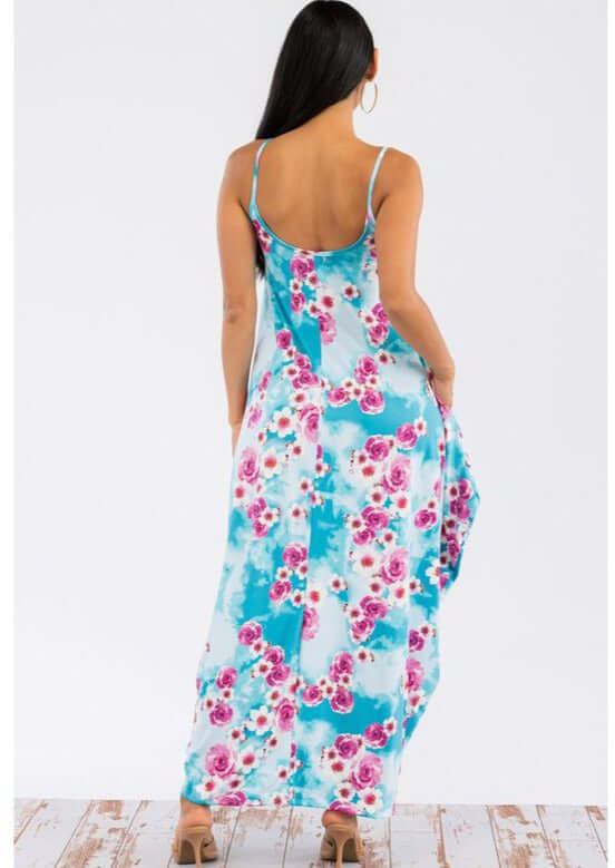 Tropical Resort Cami Floral Dress with Pockets - Clearance Final Sale