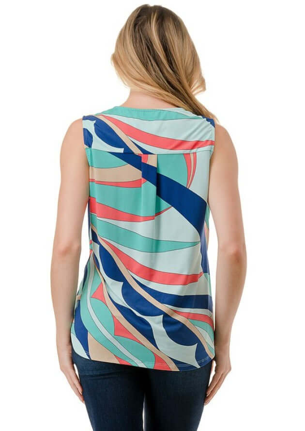Abstract Colorful Printed Surplice Top CLEARANCE FINAL SALE