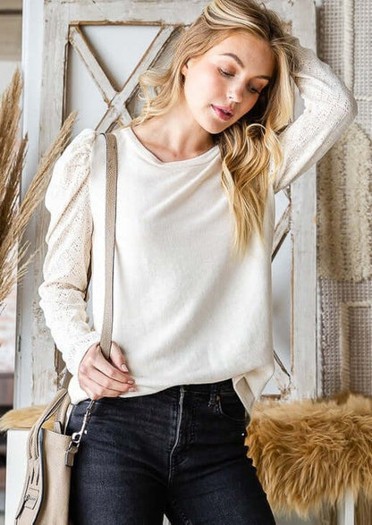 Classic Grace Soft Lace Sleeve Top Made in USA