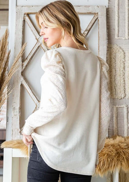 Classic Grace Soft Lace Sleeve Top Made in USA