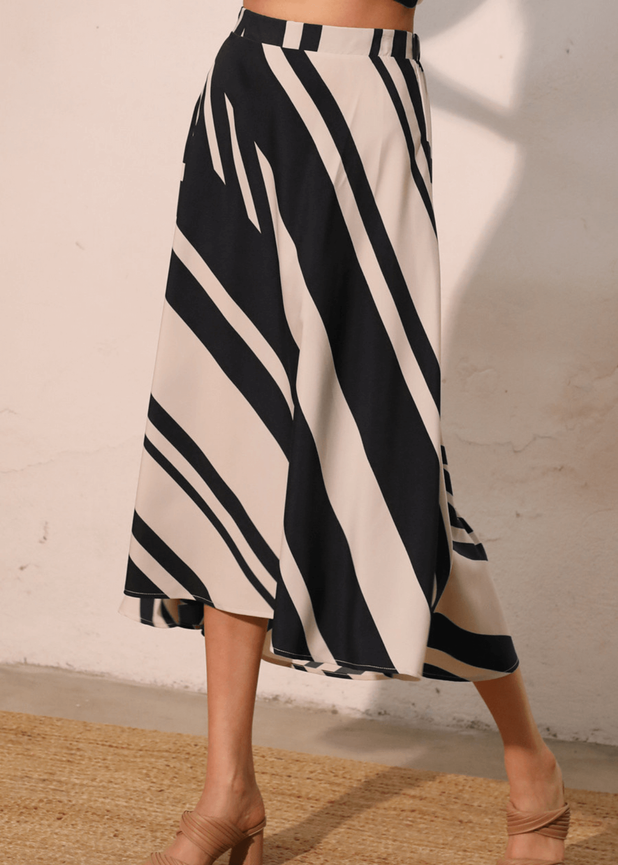 Sienna Stripes Midi Swing Skirt