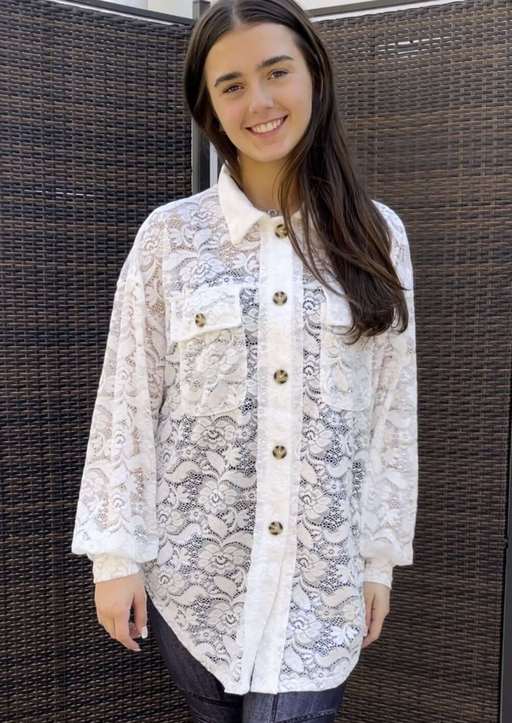 A Vacation Accessory Lace Button Down Shirt - Clearance Final Sale