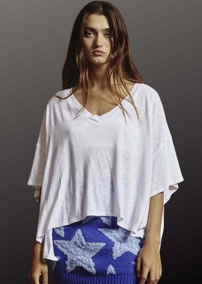 V-Neck Boxy Slub Tee Made in USA