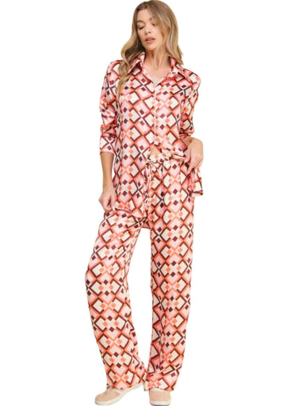 Pink Retro Satin Pants CLEARANCE FINAL SALE