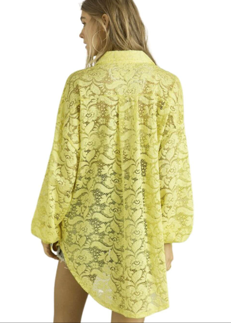 A Vacation Accessory Lace Button Down Shirt - Clearance Final Sale