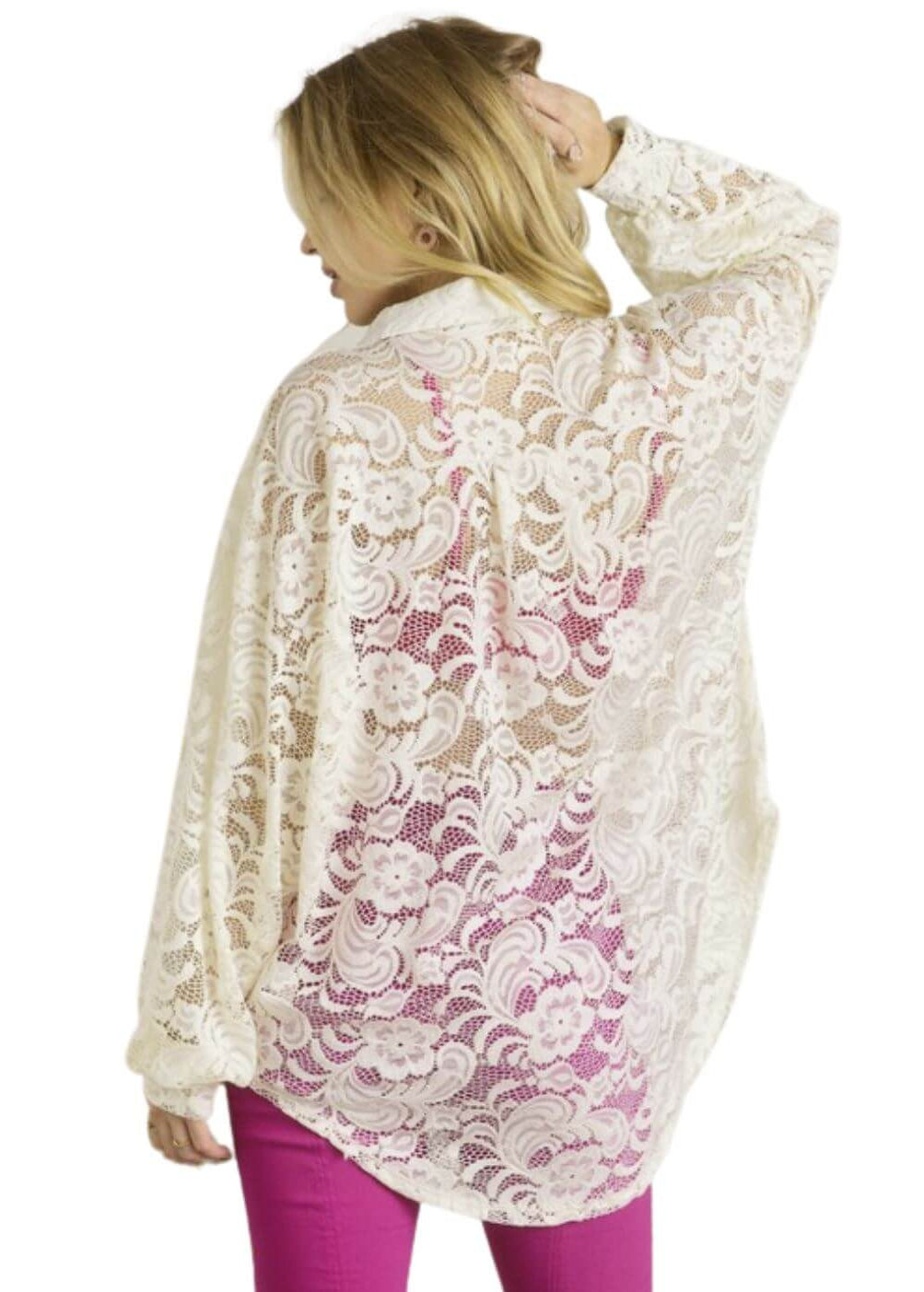 A Vacation Accessory Lace Button Down Shirt - Clearance Final Sale