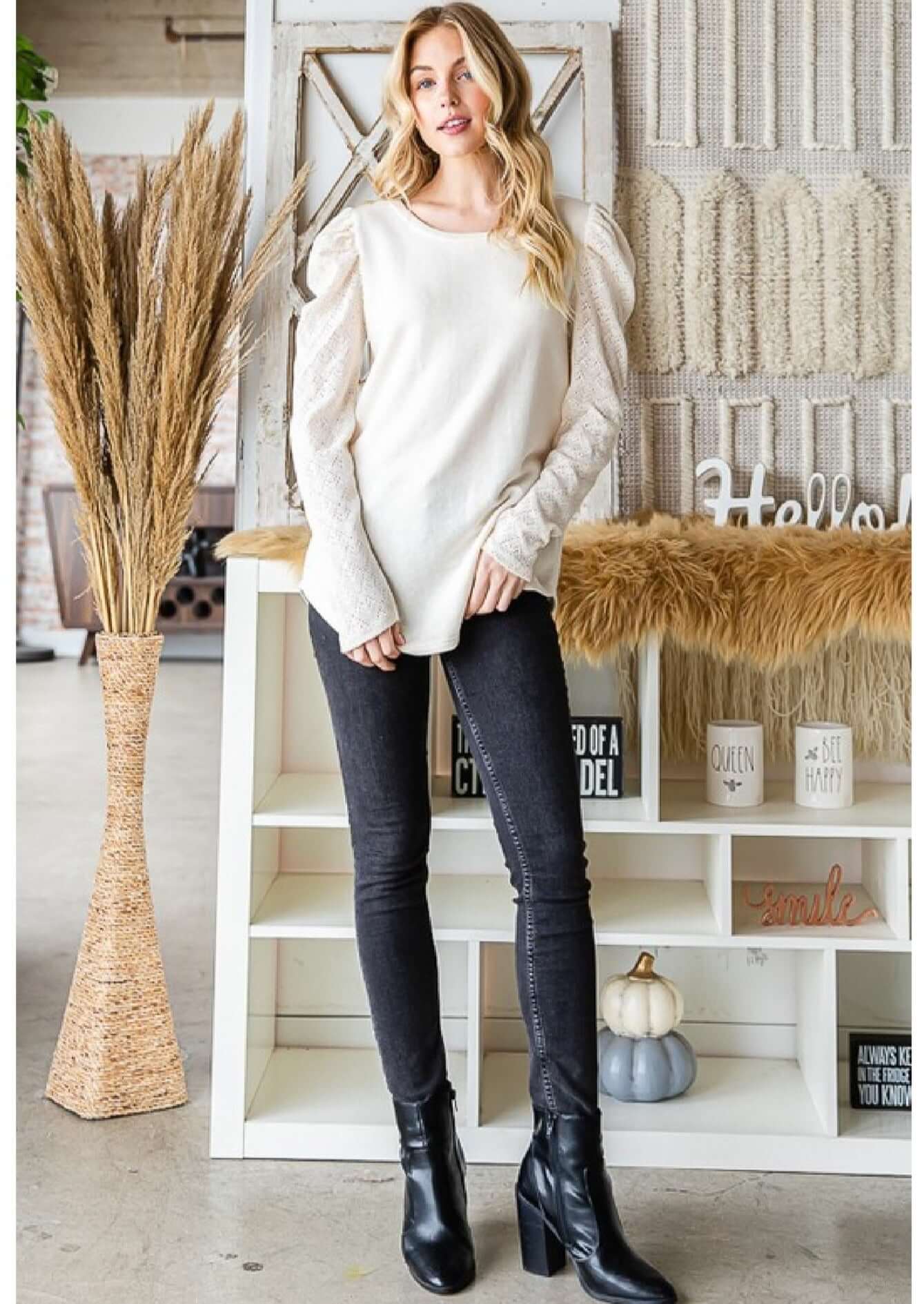 Classic Grace Soft Lace Sleeve Top Made in USA