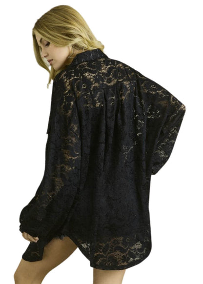 A Vacation Accessory Lace Button Down Shirt - Clearance Final Sale