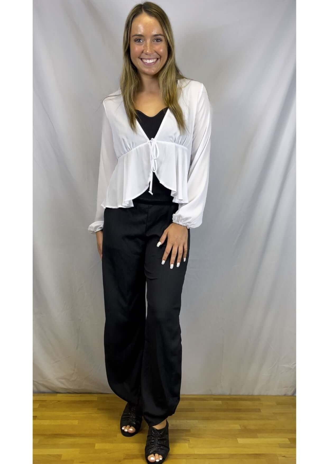 Bright White Tie Front Peplum Cardigan CLEARANCE FINAL SALE