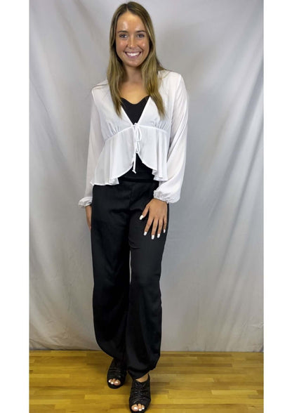 Bright White Tie Front Peplum Cardigan CLEARANCE FINAL SALE