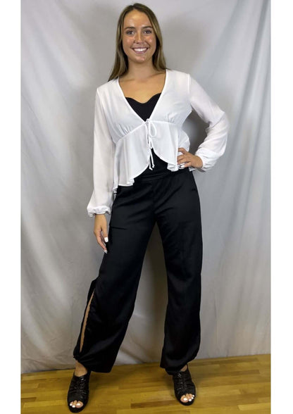 Bright White Tie Front Peplum Cardigan CLEARANCE FINAL SALE