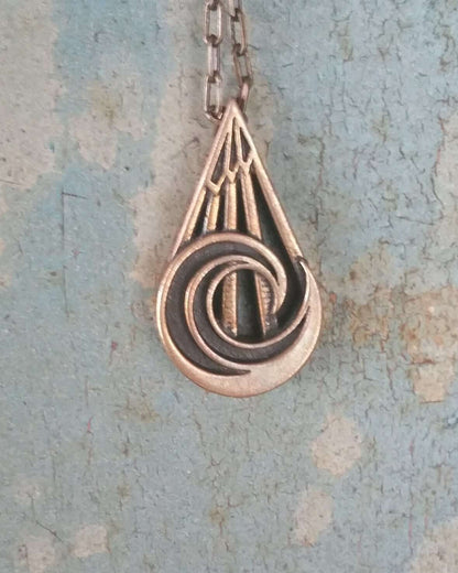 PEACE Mountain Wave Necklace - Bronze