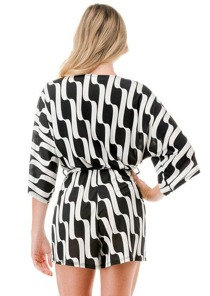 Black & White Trendy Geometric Romper CLEARANCE FINAL SALE