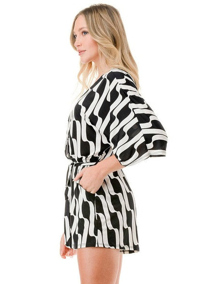 Black & White Trendy Geometric Romper CLEARANCE FINAL SALE