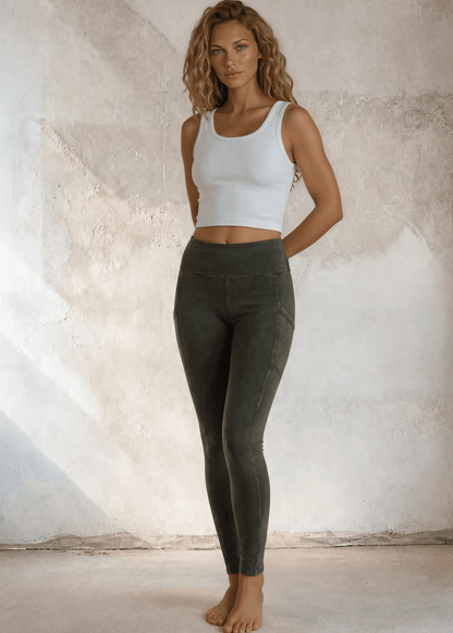 Plano Perfect Fit  Pocket Leggings (Dark Moss Green)
