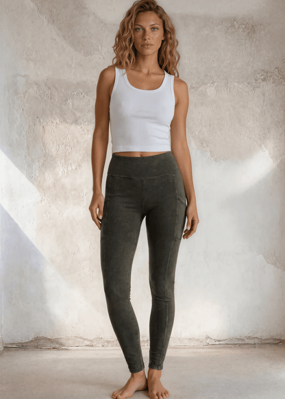 Plano Perfect Fit  Pocket Leggings (Dark Moss Green)