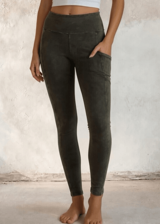 Plano Perfect Fit  Pocket Leggings (Dark Moss Green)
