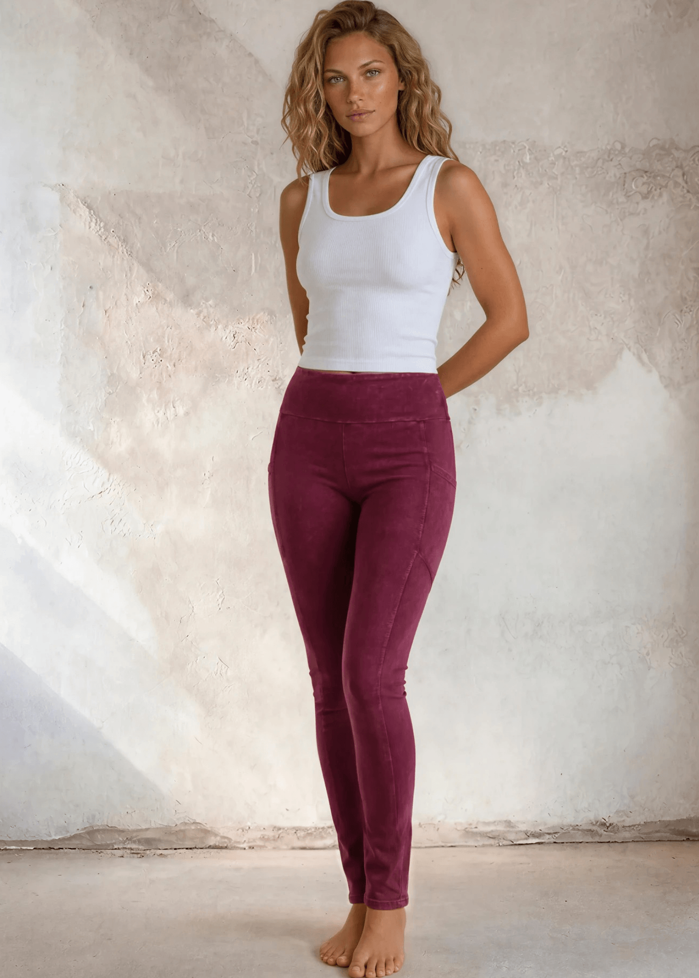 Plano Perfect Fit  Pocket Leggings (Raspberry Denim)