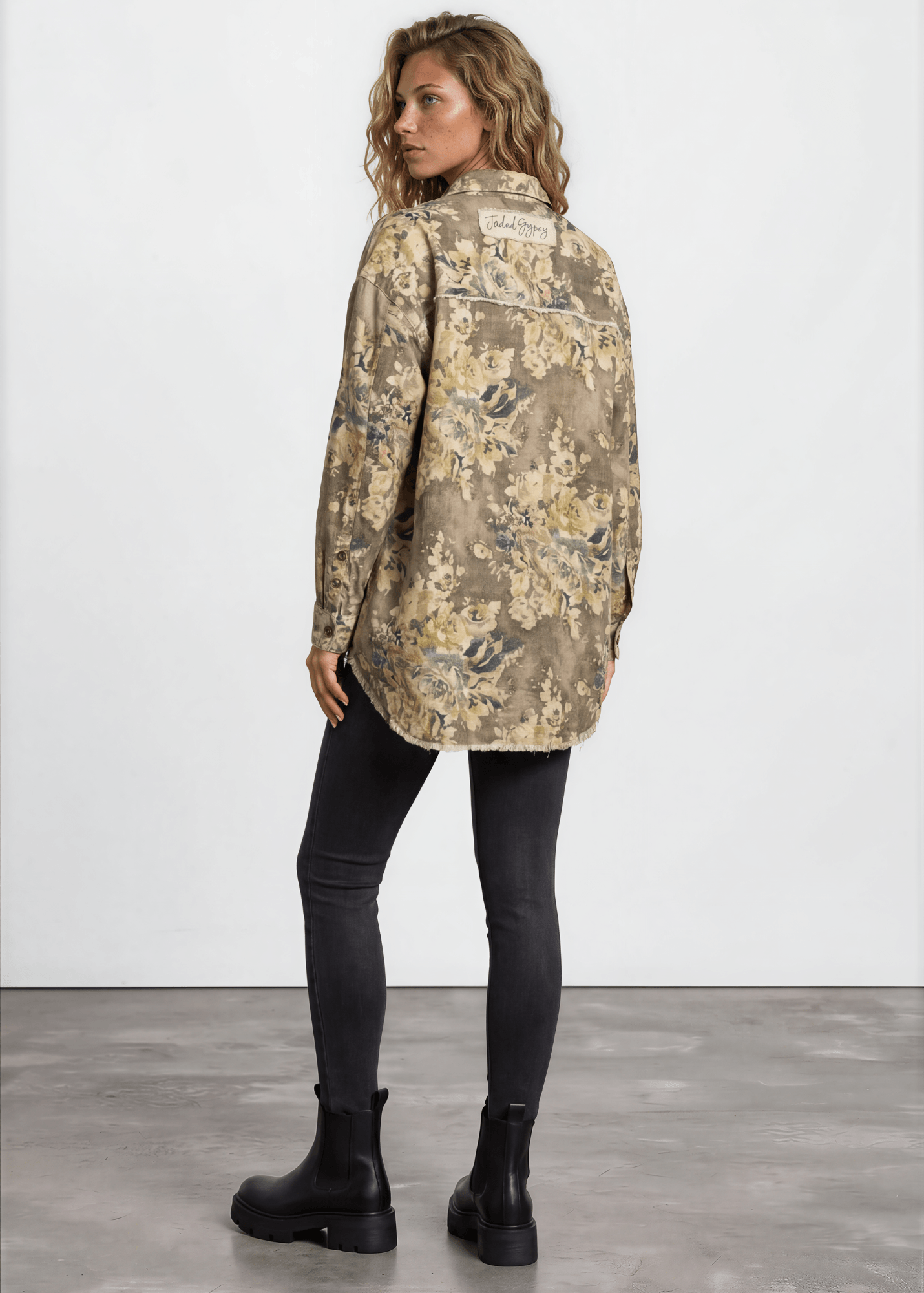Jaded Gypsy Vintage Army Green Floral Jacket