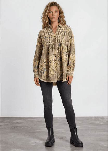 Jaded Gypsy Vintage Army Green Floral Jacket