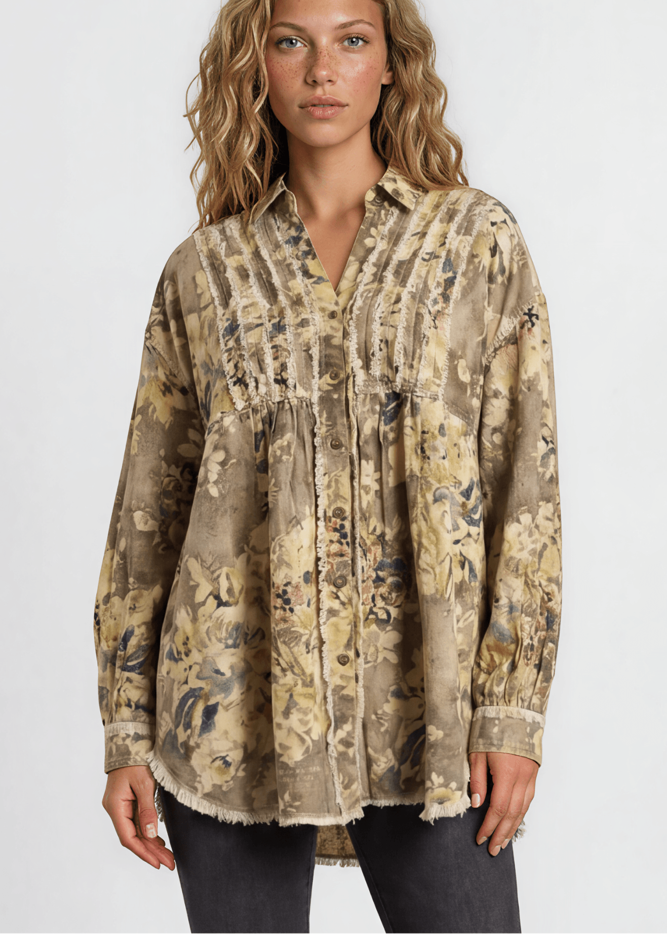 Jaded Gypsy Vintage Army Green Floral Jacket