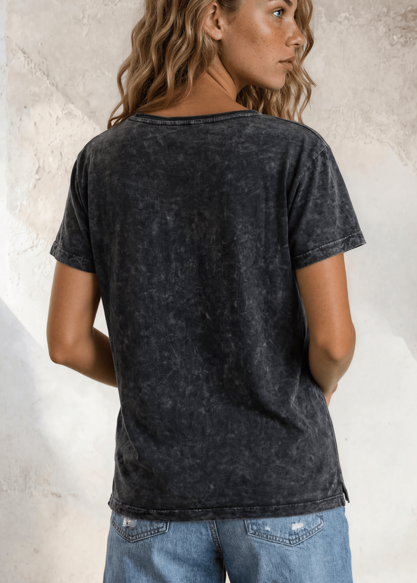 Jessie Tee - Mineral Washed Cotton T-Shirt (Charcoal) Made in USA