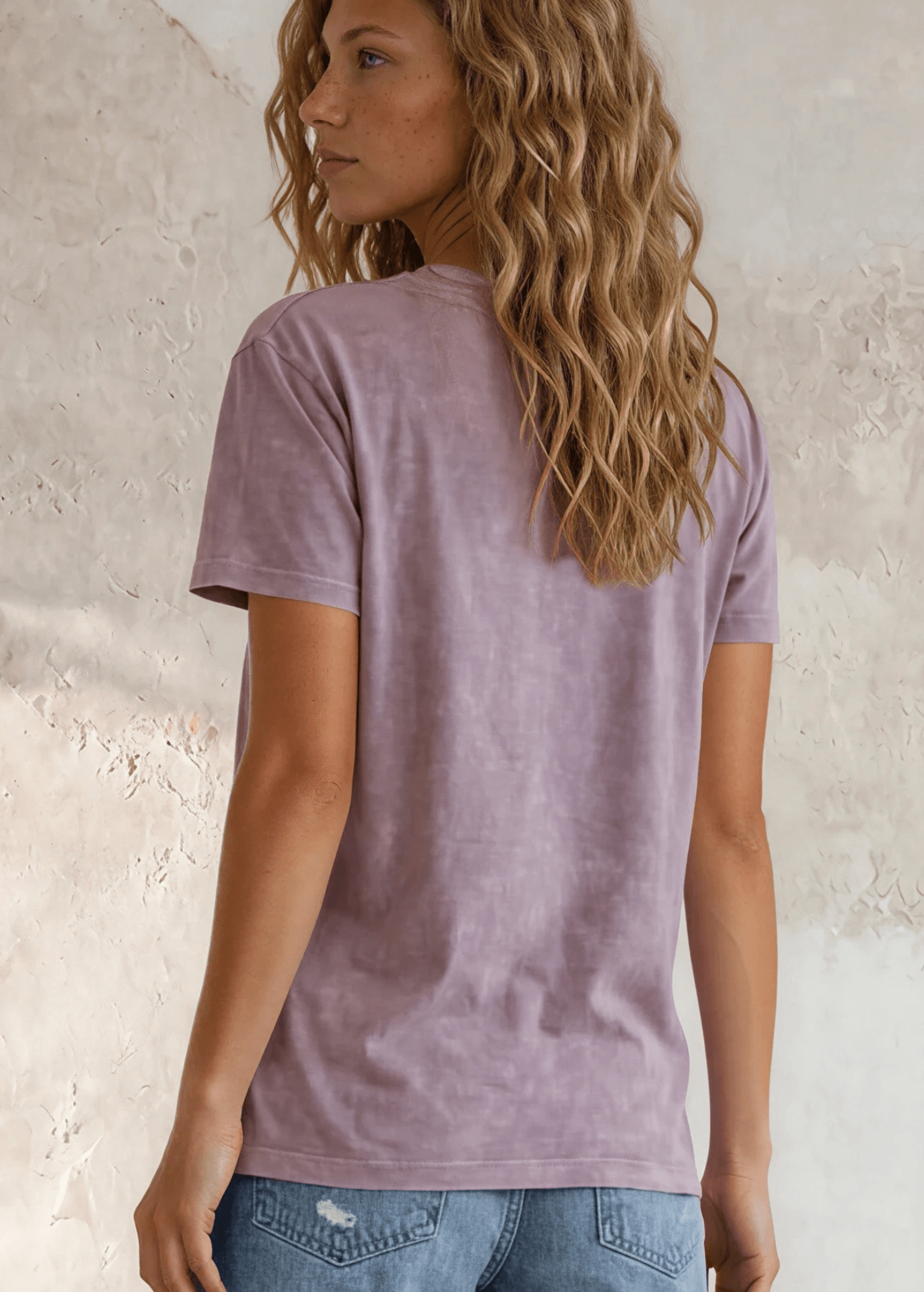 Jessie Tee - Mineral Washed Cotton T-Shirt (Lavender) Made in USA