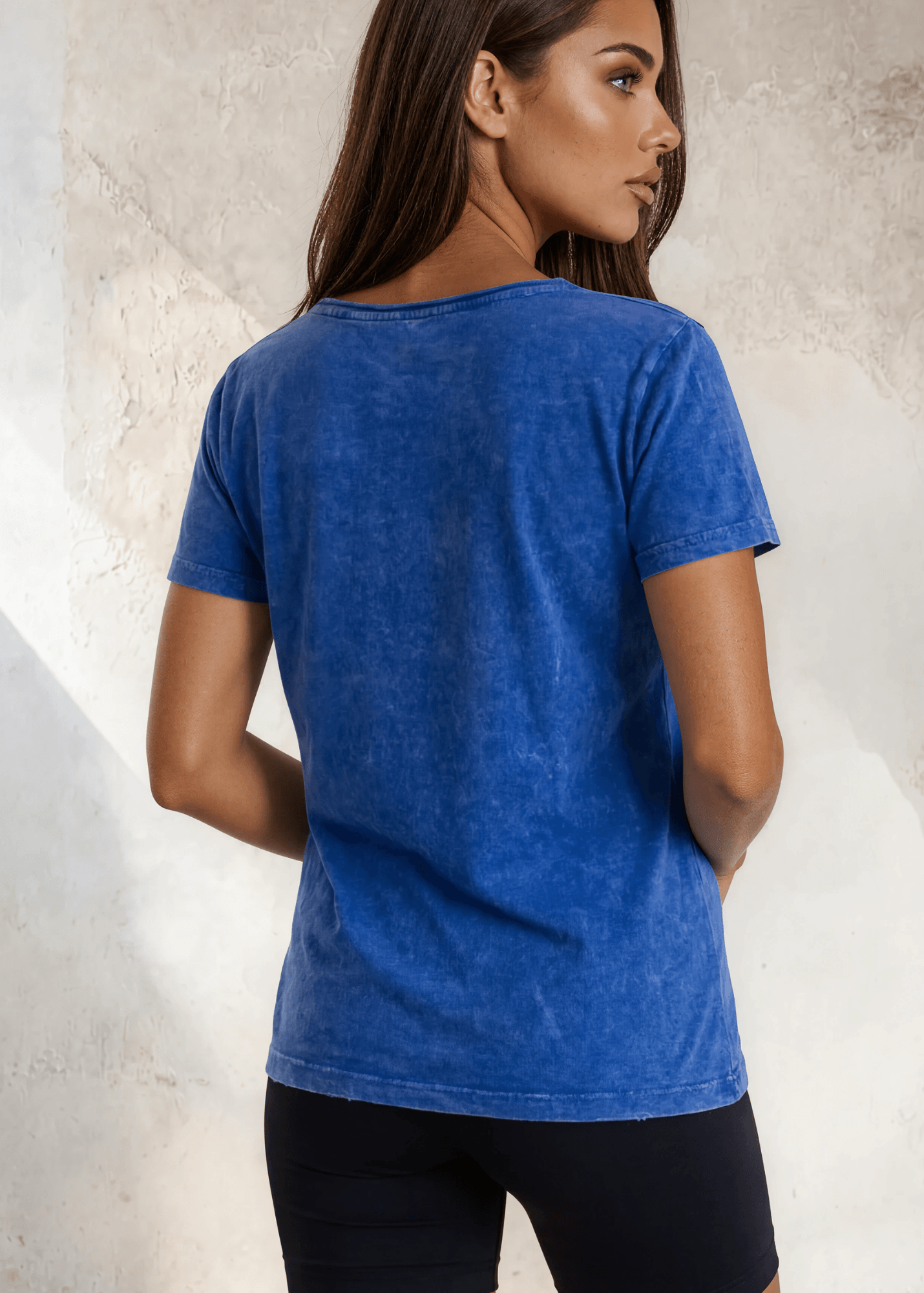 Jessie Tee  Mineral Washed Cotton T-Shirt (Royal Blue) Made in USA