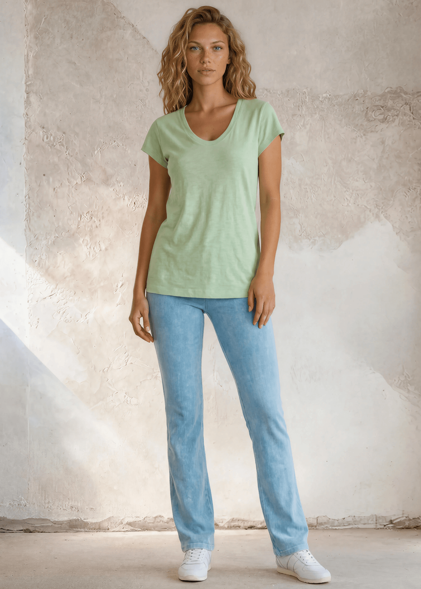 Meghan Tee Soft and Lightweight in Neil Green