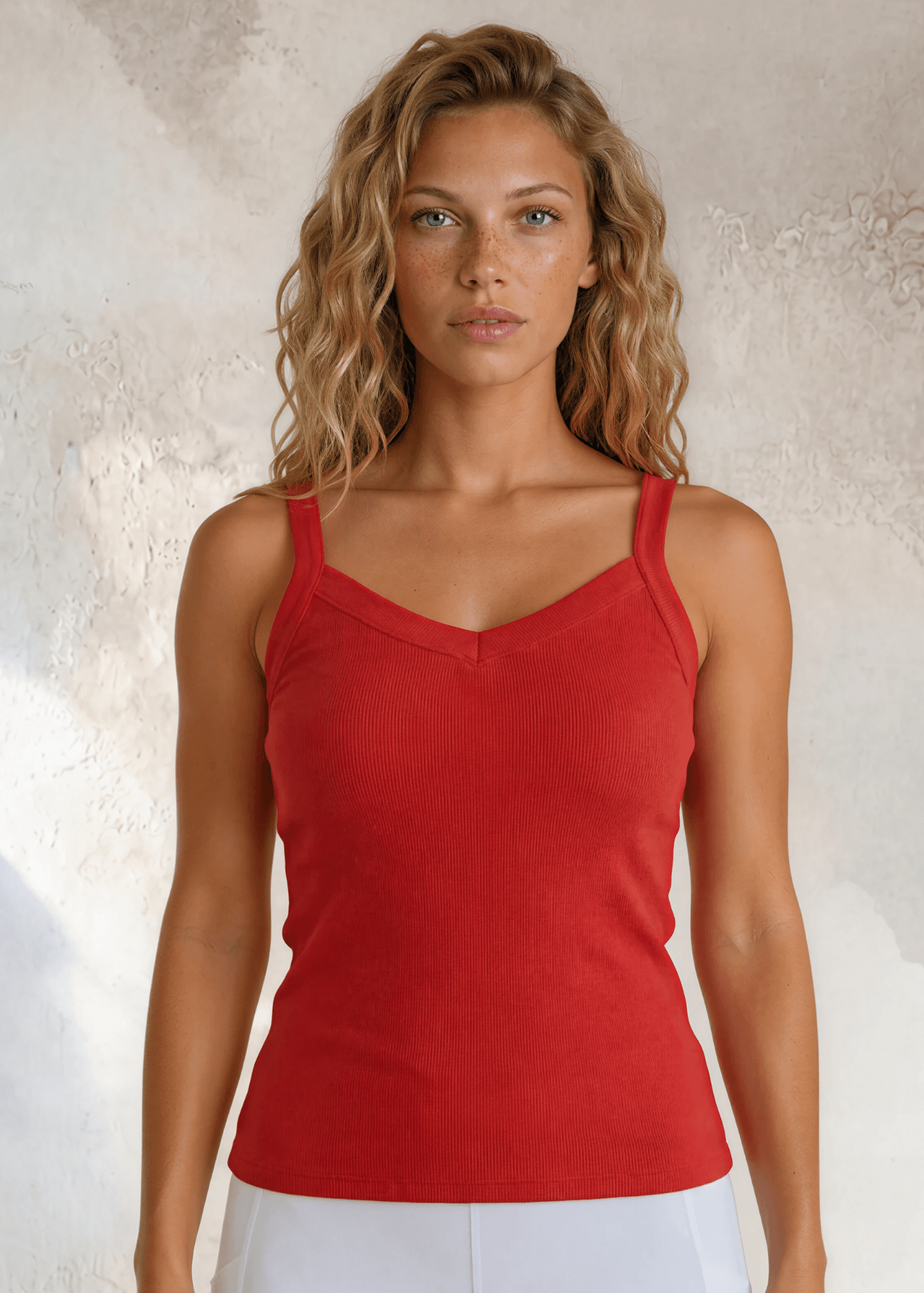 Harmony Premium Cotton Ribbed Tank Top in Crimson Red
