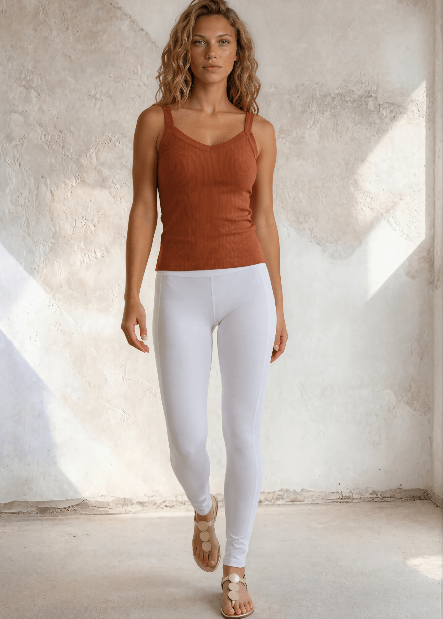 Harmony Premium Cotton Ribbed Tank Top in Gingerbread