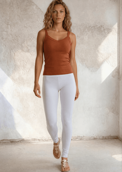 Harmony Premium Cotton Ribbed Tank Top in Gingerbread