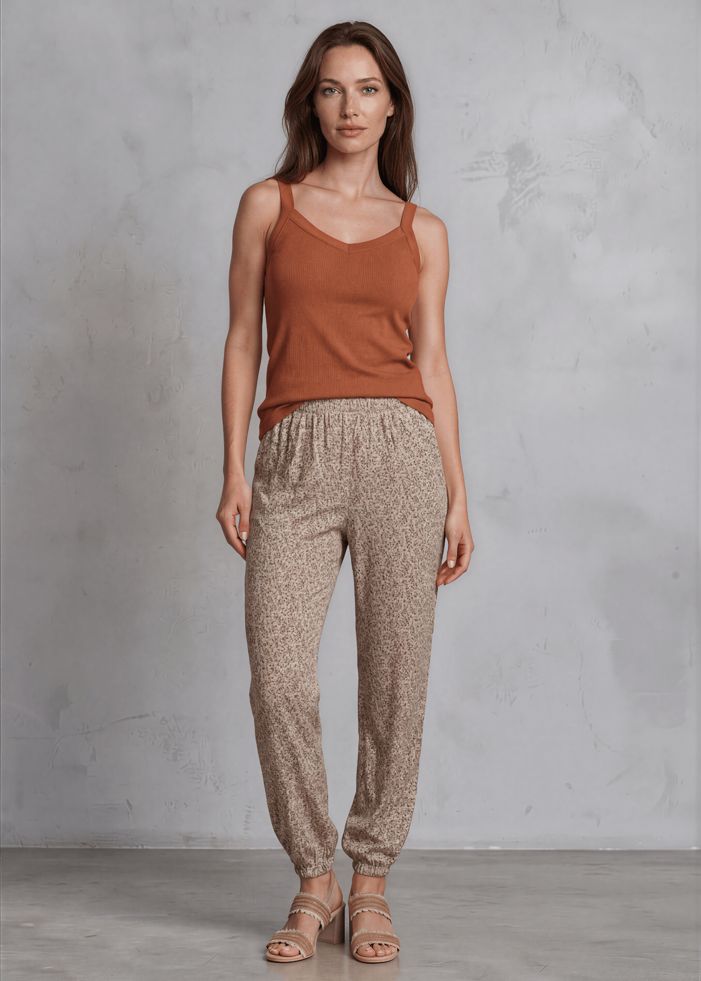 Taupe Floral Print Joggers