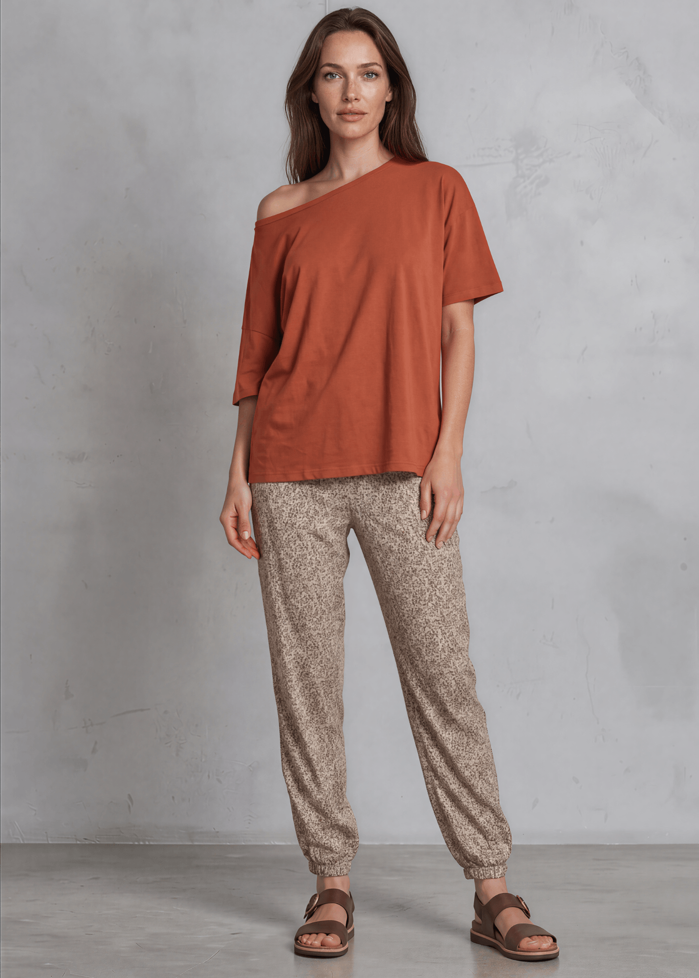 Taupe Floral Print Joggers