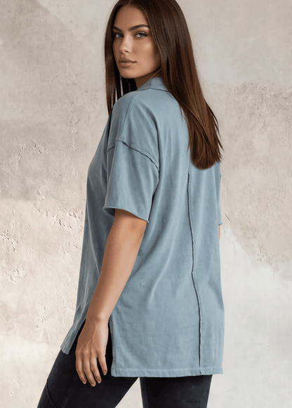 Blue Stream V-Neck Cotton Top