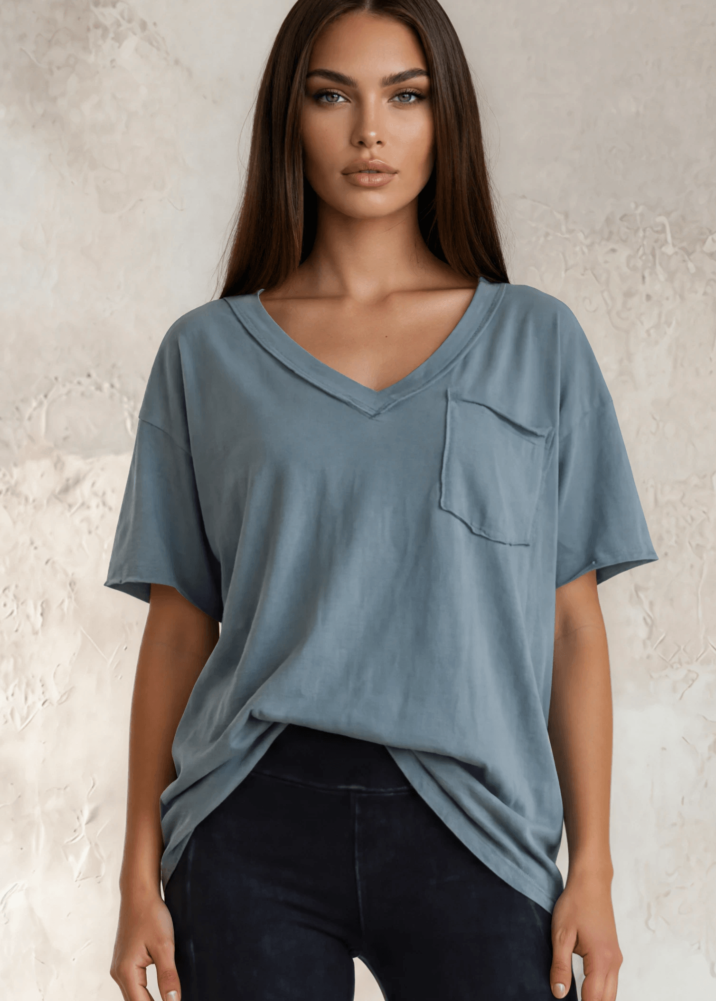 Blue Stream V-Neck Cotton Top