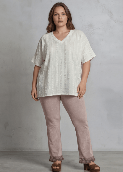 Laurel Textured Top Plus Size Made in USA - Off White