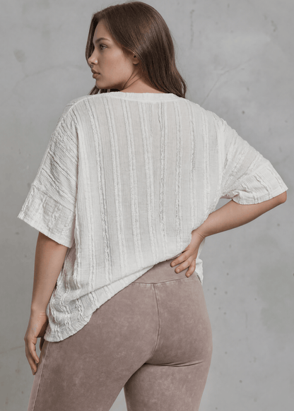 Laurel Textured Top Plus Size Made in USA - Off White