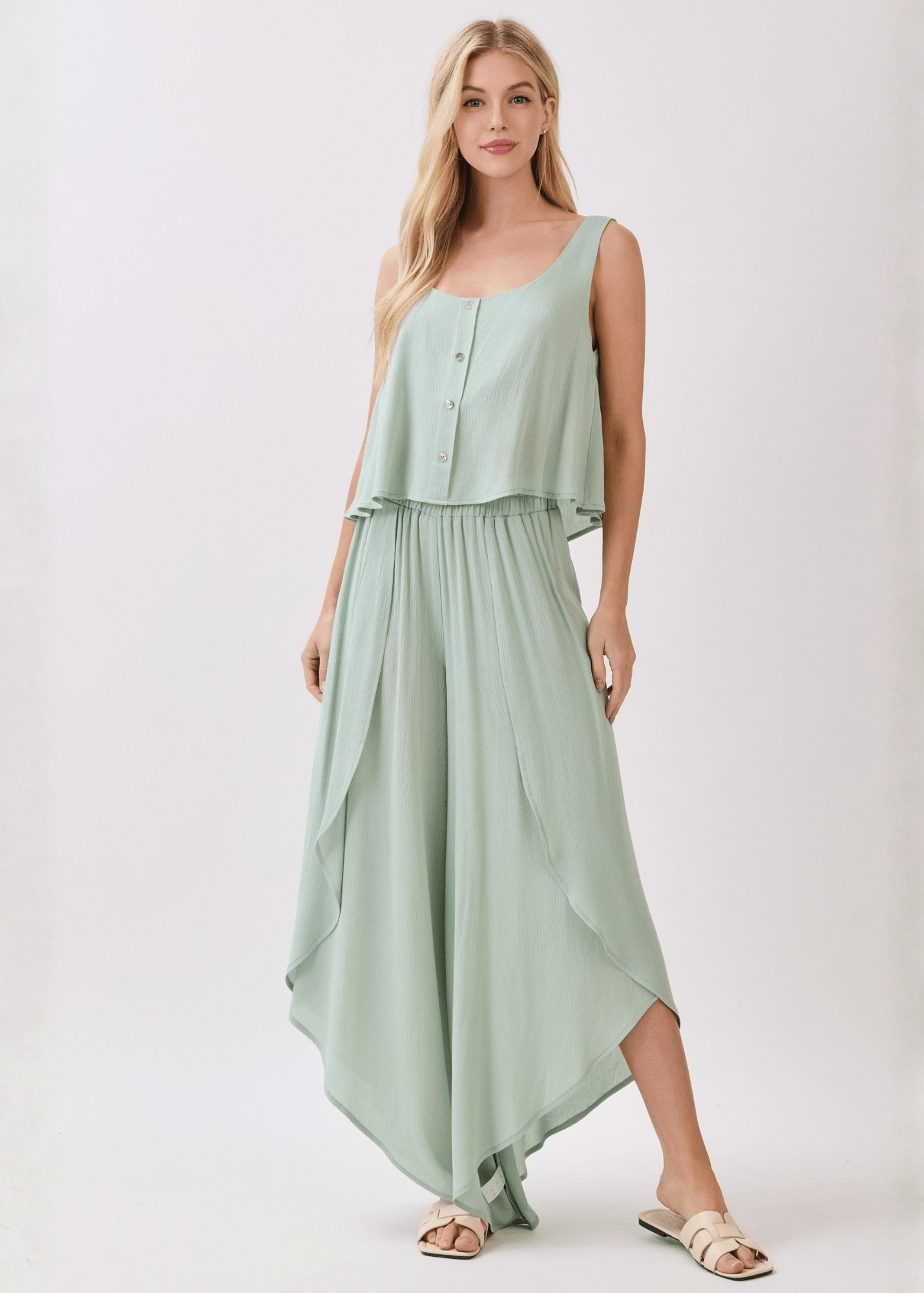 Val's Vacation Flowy Pants (New Sage)