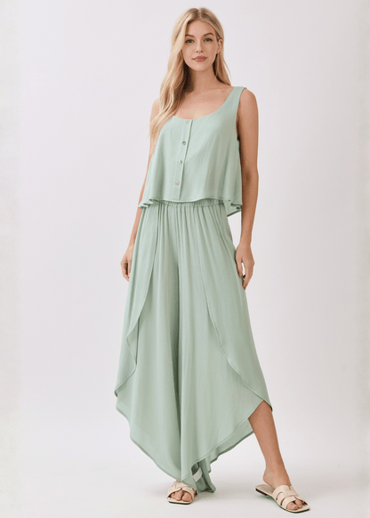 Val's Vacation Flowy Pants (New Sage)