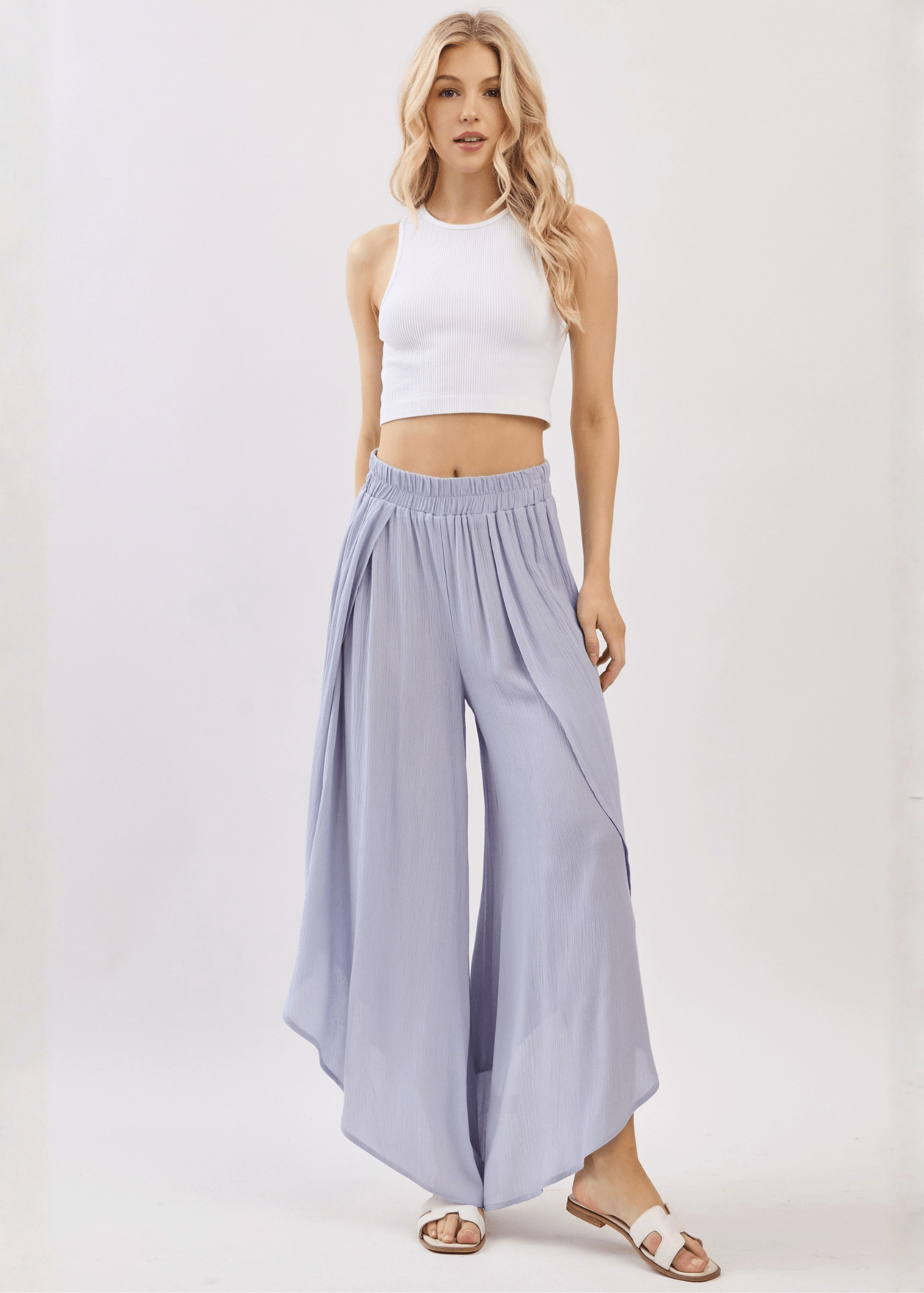 Val's Vacation Flowy Pants (Pale Periwinkle)