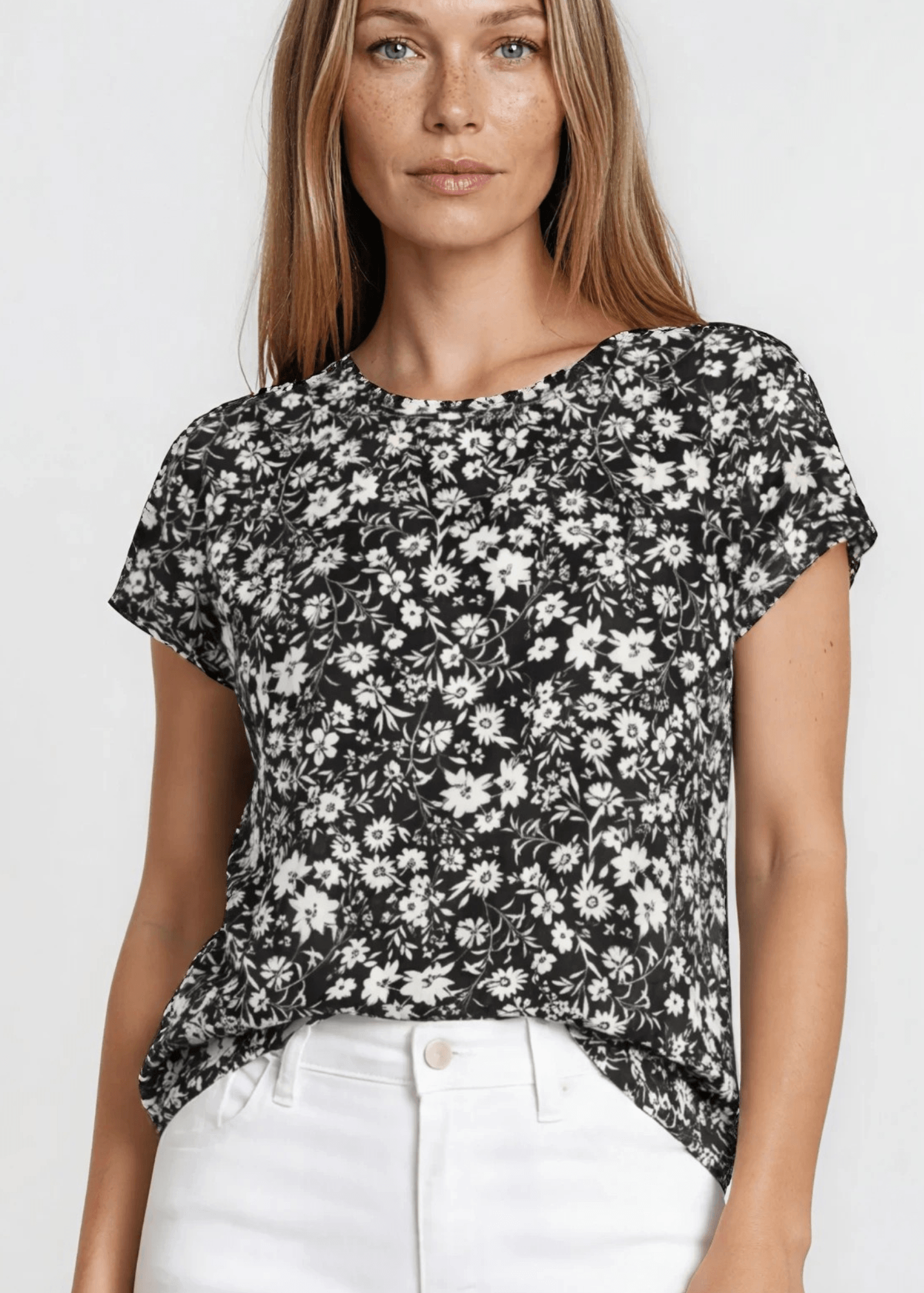 Faith's Floral Print Top in Black