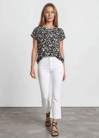 Faith's Floral Print Top in Black