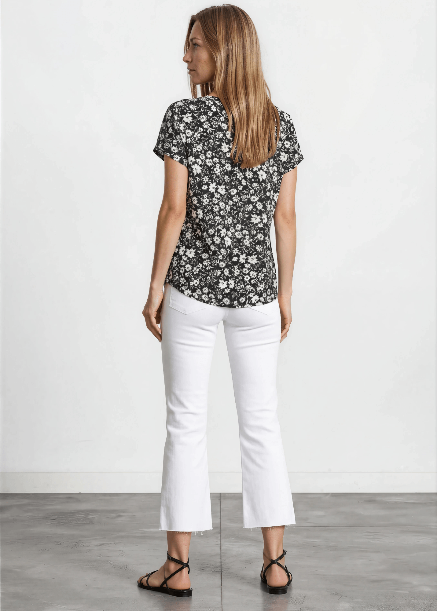 Faith's Floral Print Top in Black
