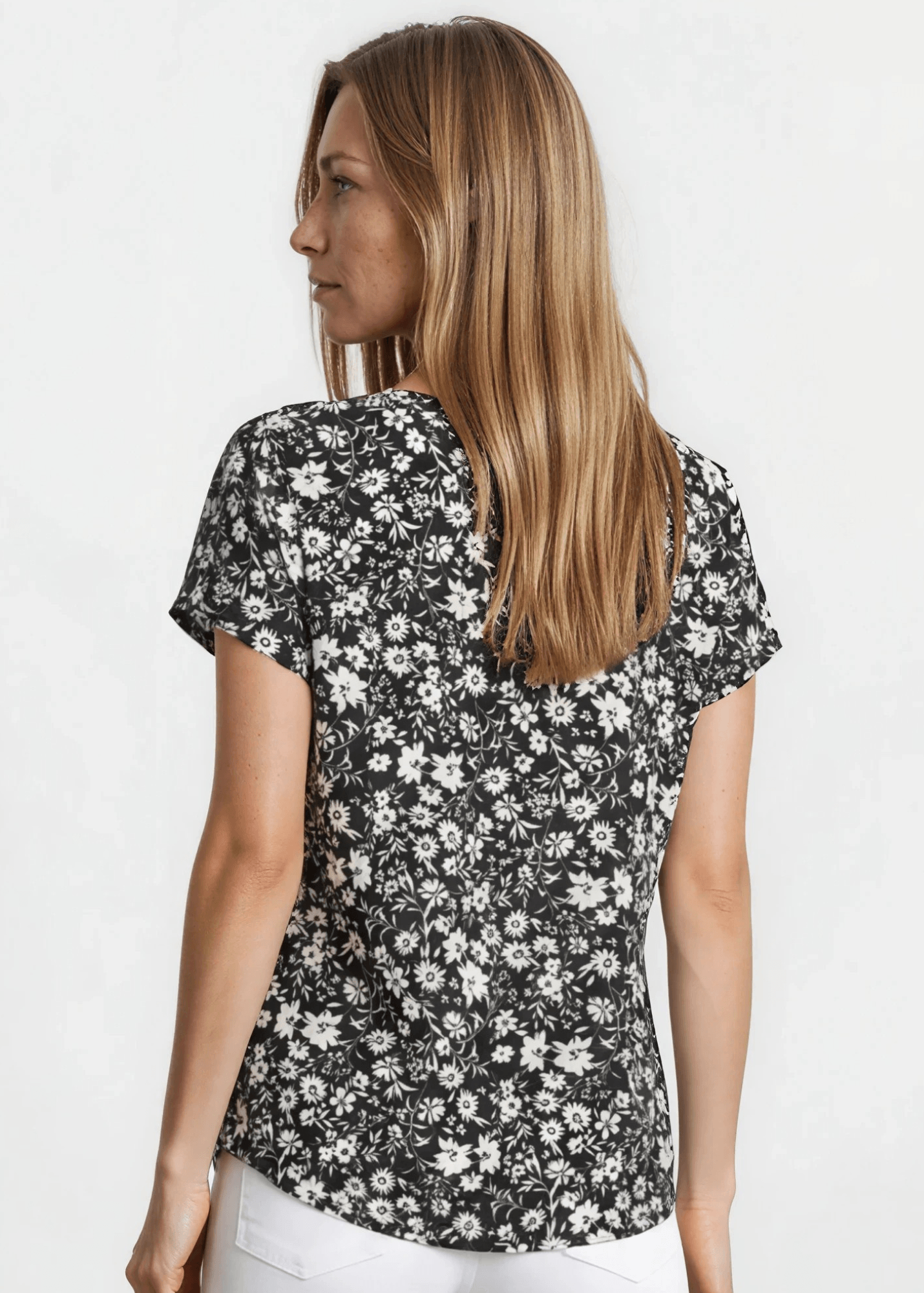 Faith's Floral Print Top in Black