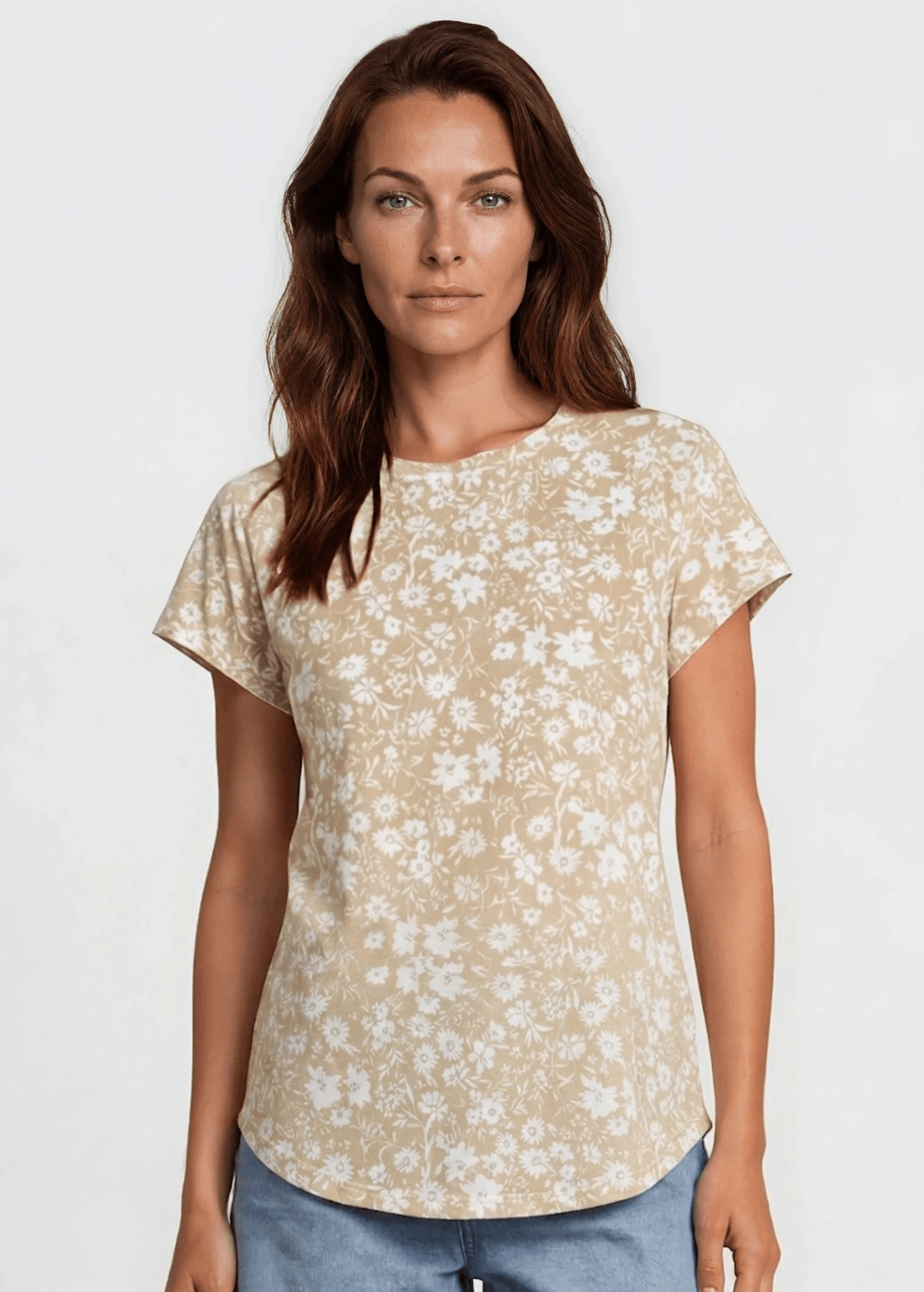 Faith's Floral Print Top in Taupe