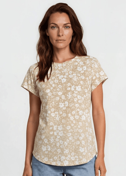 Faith's Floral Print Top in Taupe